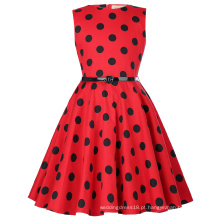 Kate Kasin Kids Sleeveless Vintage Retro Cotton Black Dots Padrão Vintage Girls Summer Dress KK000250-15